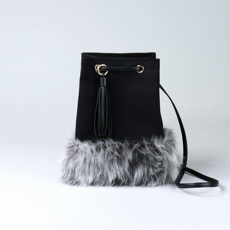 2wayランプリース　Lamplease　エコファー×北欧生地　レッド　オリジナル　ハンドメイド2wayエコファーショルダーバッグ　ハネアント神戸