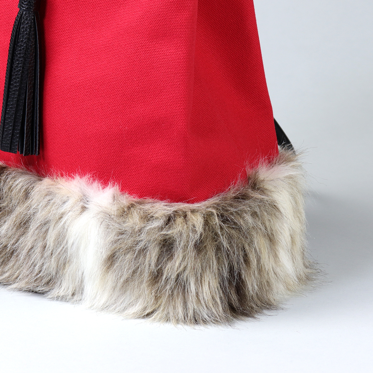 2wayランプリース　Lamplease　エコファー×北欧生地　レッド　オリジナル　ハンドメイド2wayエコファーショルダーバッグ　ハネアント神戸