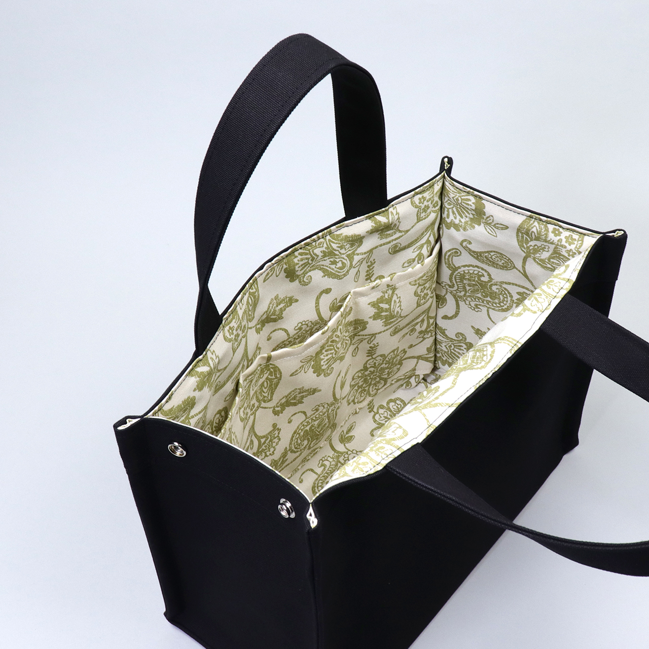 エヴリィトート　EveryTote　北欧生地×倉敷帆布 8号帆布　ブラック　オリジナル　ハンドメイド帆布トートバッグ　ハネアント神戸