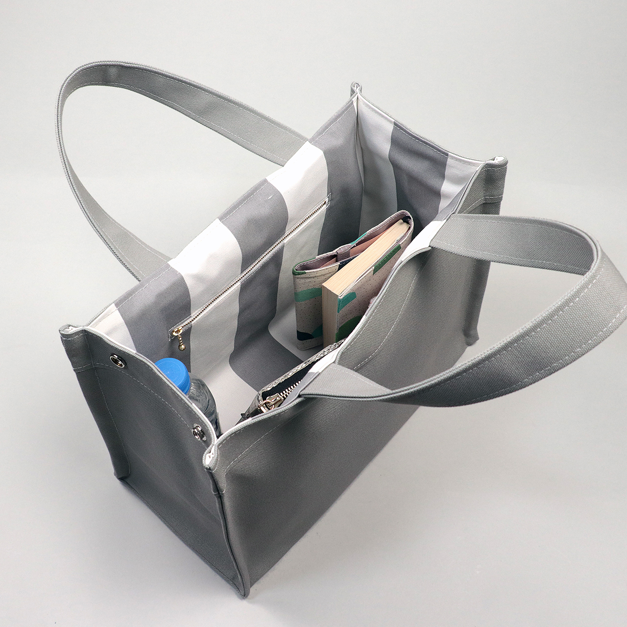 エヴリィトート　EveryTote　北欧生地×倉敷帆布 8号帆布　シルバー　オリジナル　ハンドメイド帆布トートバッグ　ハネアント神戸