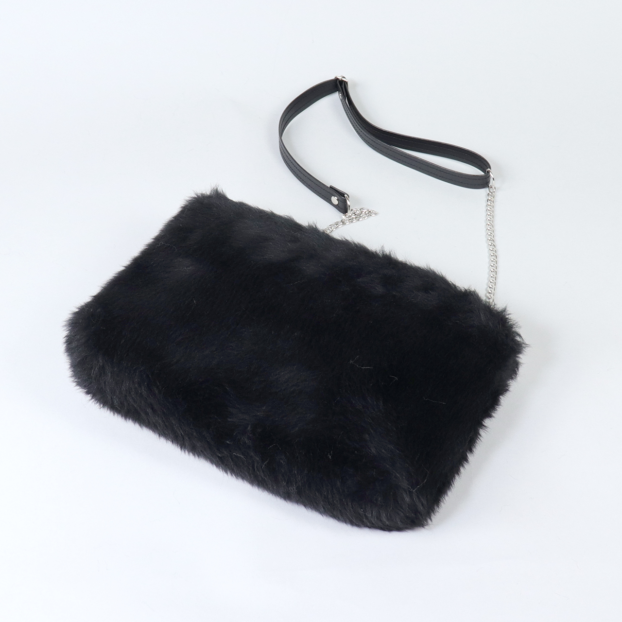 ドゥドゥ　DoDo　エコファー×北欧生地　ブラック　オリジナル　ハンドメイド3wayエコファーショルダーバッグ　ハネアント神戸