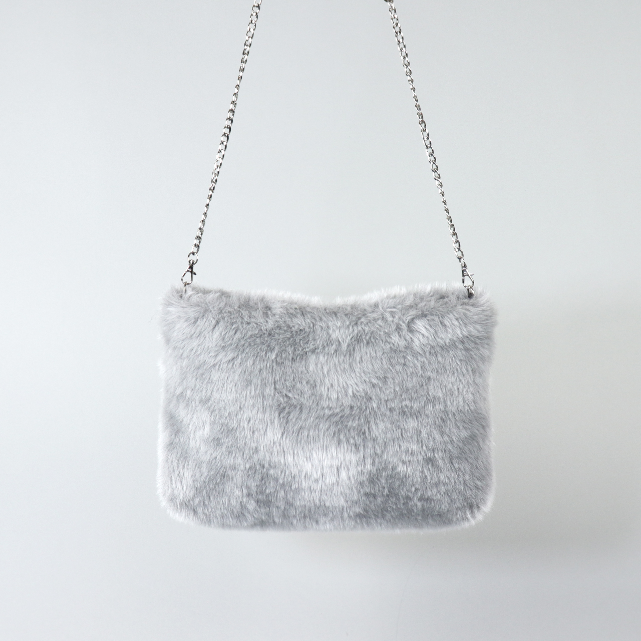 ドゥドゥ　DoDo　エコファー×北欧生地　シルバーグレー　オリジナル　ハンドメイド3wayエコファーショルダーバッグ　ハネアント神戸